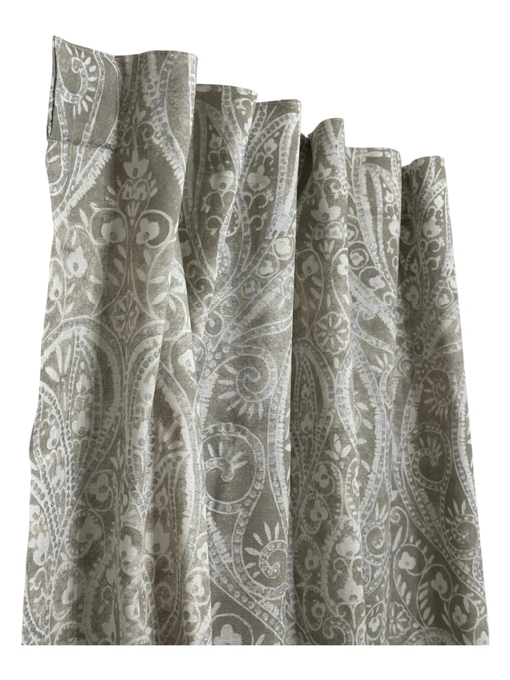 2 Tahari Home Paisley Floral Window Curtain Panels Cream Beige Gray Silver